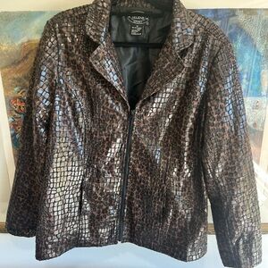 Selene Sport Shimmering Animal Print Jacket, 1X (plus size)